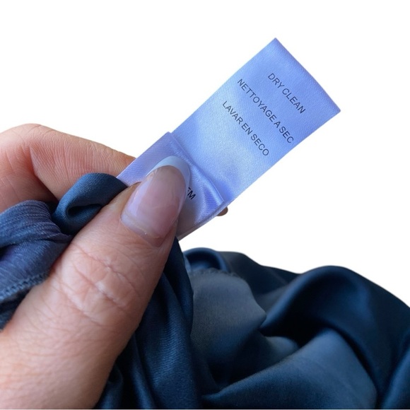 BCBG MAXAZRIA Dark Blue Grey Metallic Tulle Overlay One Shoulder Dress 6 - Picture 16 of 16